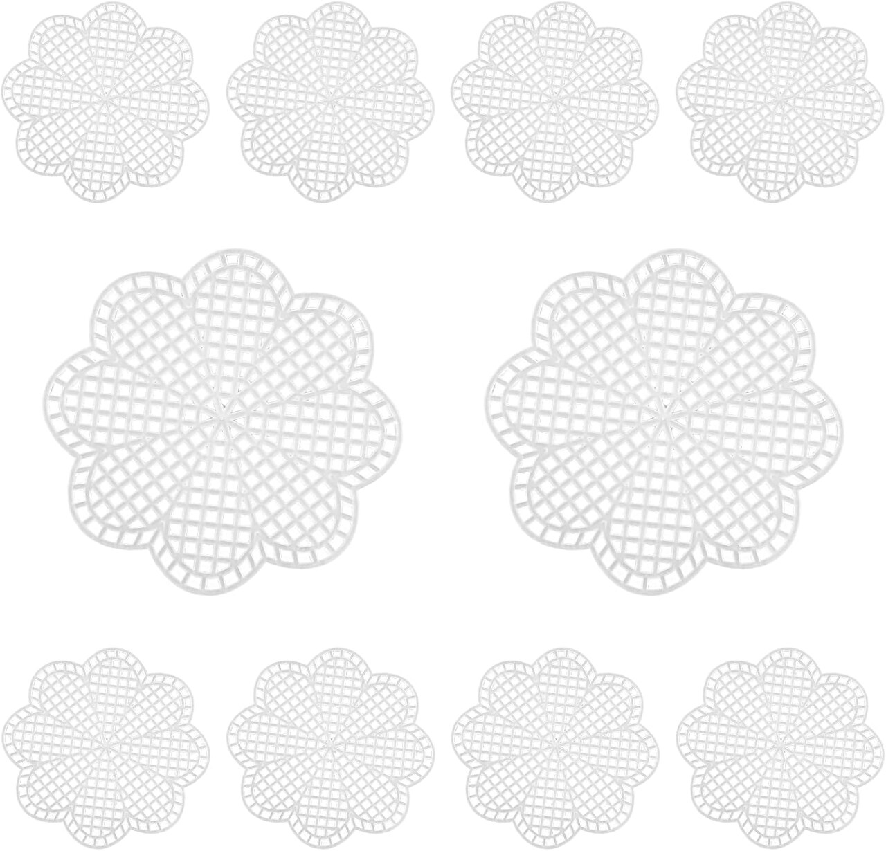 10 Pcs 7 Count 3 inch Mesh Plastic Canvas Flower Sheets, Blank Needlepoint Canvas for Embroidery, White Cross Stitch Plastic Mesh for DIY, Crochet Projects, Yarn Crafting, Knit, Needlework